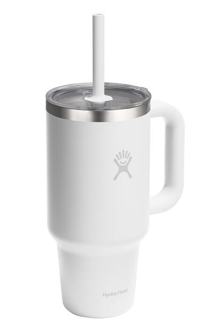 Biały kubek termiczny Hydro Flask 32 oz Travel Tumbler z uchwytem i słomką
