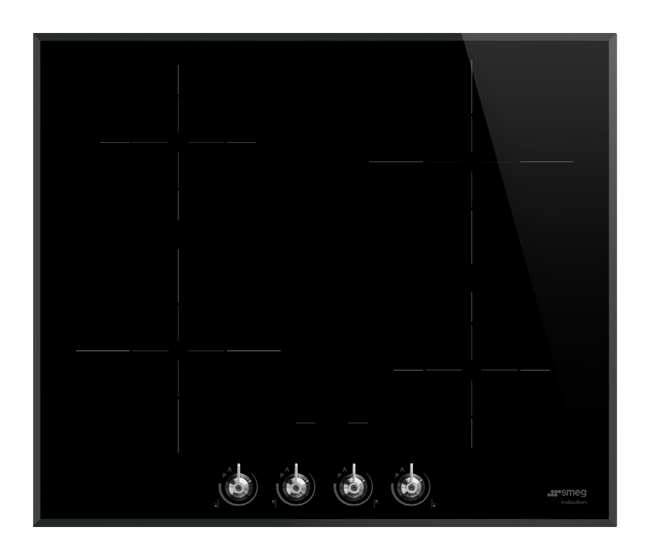 Smeg - Płyta indukcyjna, 60 cm, Classica Classica Si364bm Czarne szkło ceramiczne (pokrętła Classica)