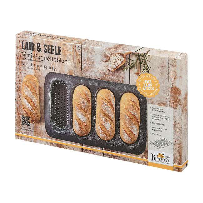 Forma do mini bagietek Birkmann Laib & Seele 35 × 22 cm, perforowana, na 4 sztuki