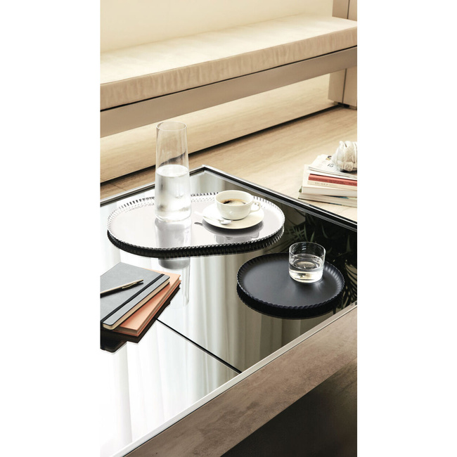 Okrągła taca ze stali kolorowej 31 cm - czarna pleats - Alessi