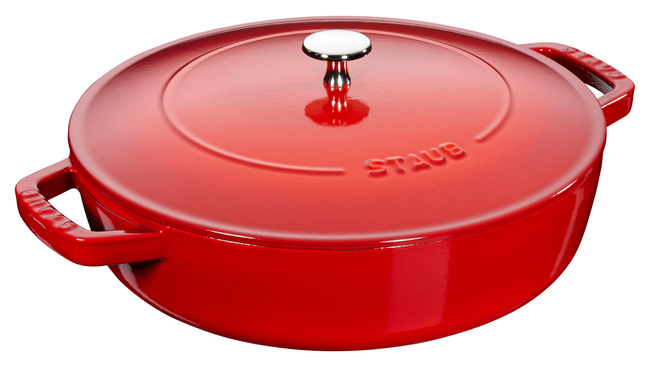 Żeliwna patelnia do duszenia z pokrywką 24 cm, czerwony - Staub