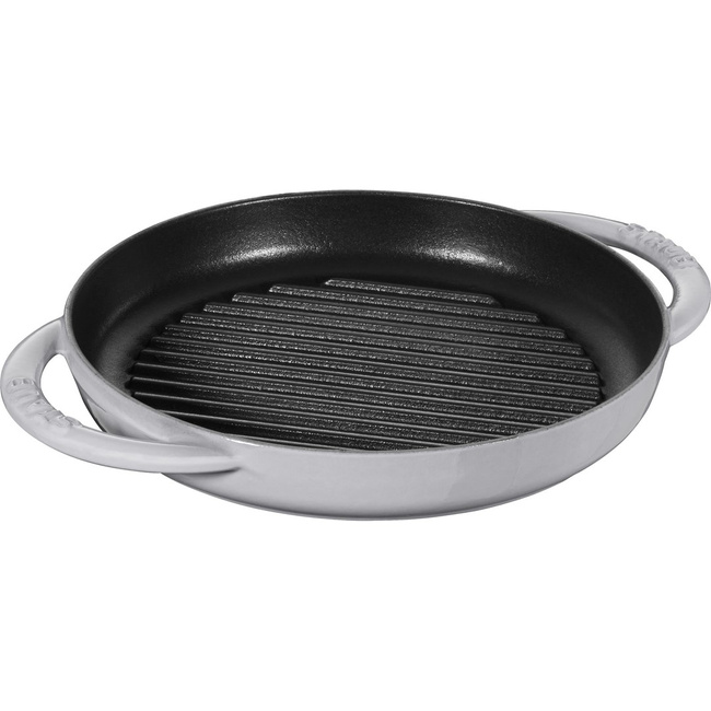 Staub Okrągła Patelnia Żeliwna Grillowa Z Dwoma Uchwtami 22 Cm, Grafitowy