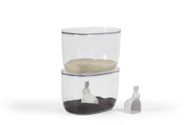 Pojemnik na ryż Qualy Bella Bunny 7 l z miarką, biały królik