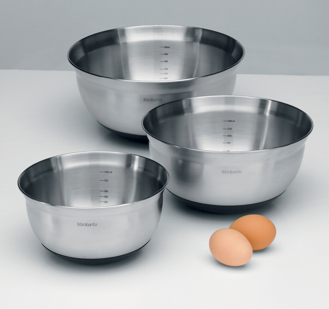 Zestaw misek kuchennych Brabantia Profile 1,0 l, 1,6 l i 3,0 l, stal matowa