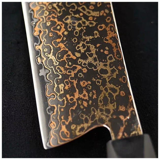 Dellinger Resin Mash Gold Santoku 18 cm - Nóż Kuchenny Damasceński