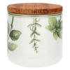 Pojemnik na sól porcelana 1 ltr biały z drewnianą pokrywką dekoracja roślinna elegancki ponadczasowy Coltivia La Porcellana Bianca