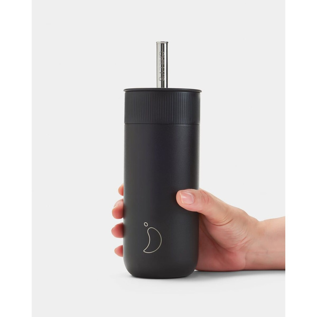 Termiczny Kubek 2w1 Ze Słomką | 500ml | Czarny - Chilly's Bottles