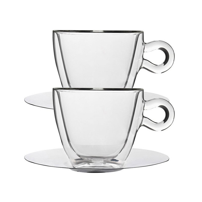 Filiżanki termiczne do espresso 2 szt. + podstawki - Luigi Bormioli