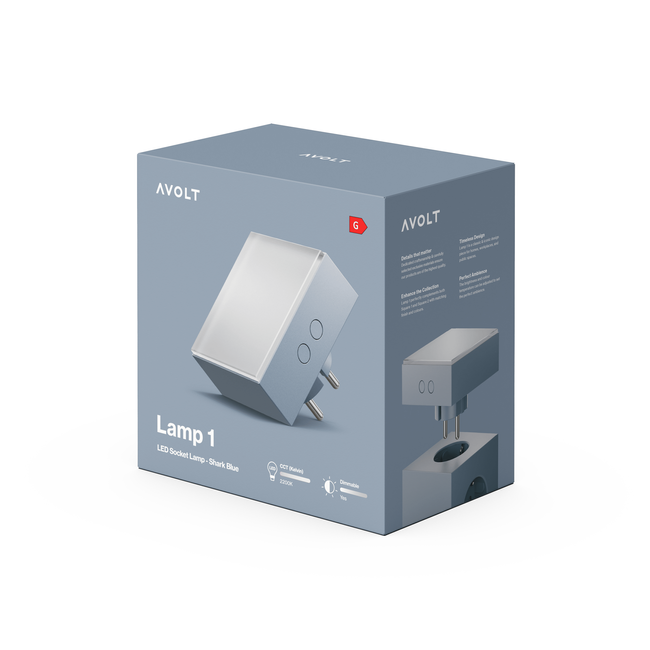 Lampka LED do gniazdka Avolt Lamp 1, niebieska Shark Blue, ściemniana