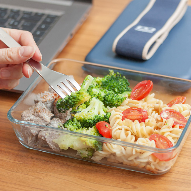 Lunchbox szklany Monbento x Pyrex Pure 600 ml, niebieski Blue Natural