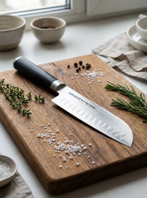 Samura MO-V Nóż Santoku Hollow Ground Ostrze 18 cm