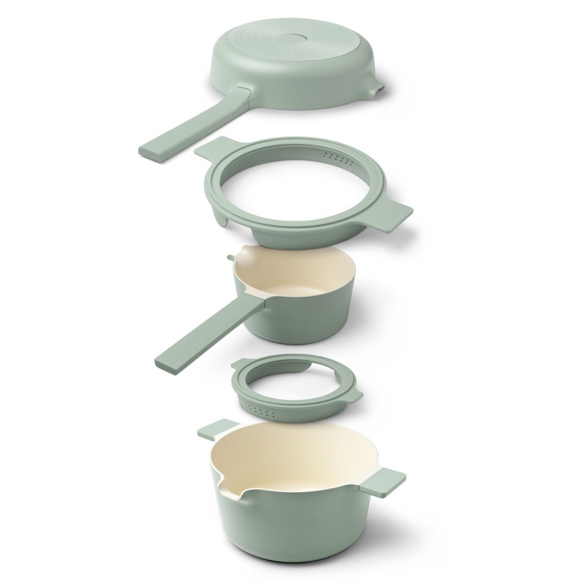 Zestaw garnków Brabantia Compact, 5 elementów, Jade Green, na indukcję