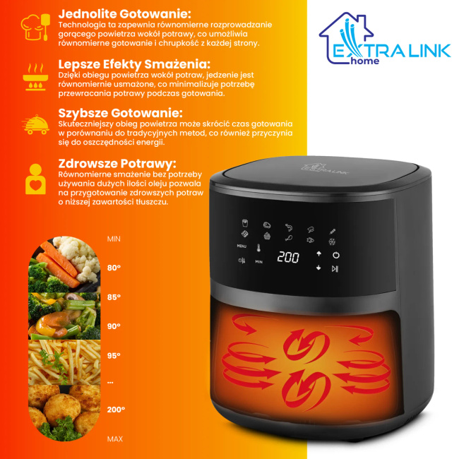 Extralink Home Air Fryer 4.2L Eu | Frytkownica Beztłuszczowa |