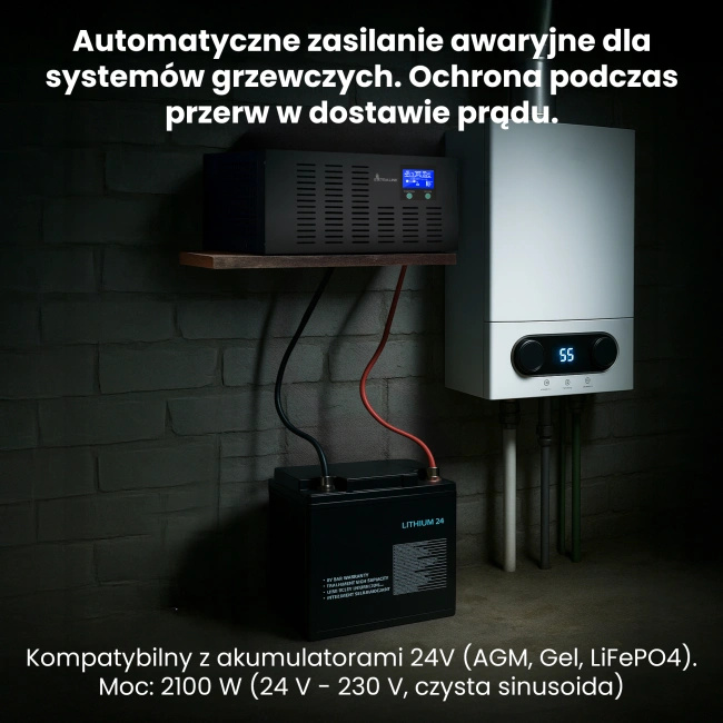 Inwerter Extralink Piorun 3000VA/2100W, czysta sinusoida, akumulator 24 V