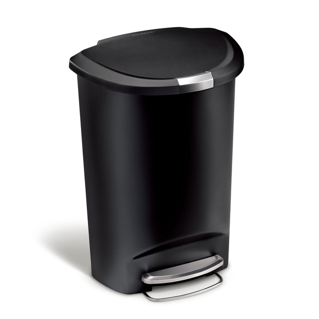 Kosz pedałowy Simplehuman CW1355, 50 l, półokrągły, czarny, z tworzywa