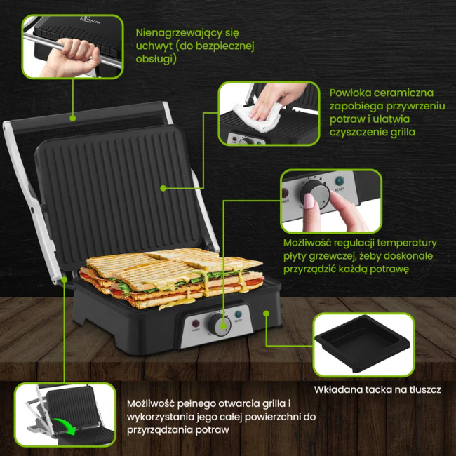 Extralink Smart Life Electric Grill Sj-36 | Grill elektryczny | 2000W, Grill z regulacją temperatury