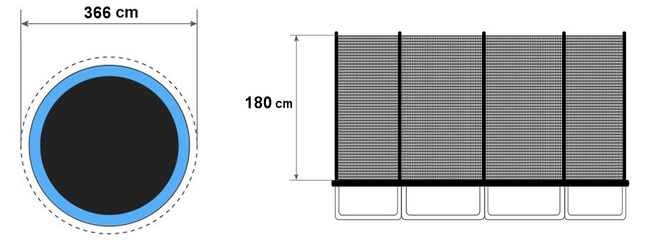 Zewnętrzna siatka do trampoliny 366cm 12ft/8 słupków