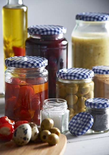 Słoik sześciokątny Kilner Made In England 110 ml z pokrywką w kratkę