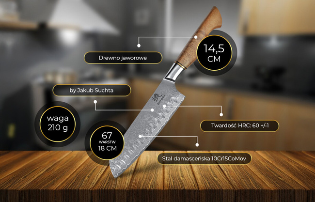Shiori - Santoku by Jakub Suchta - Uniwersalny, Wielozadaniowy Nóż Szefa Kuchni