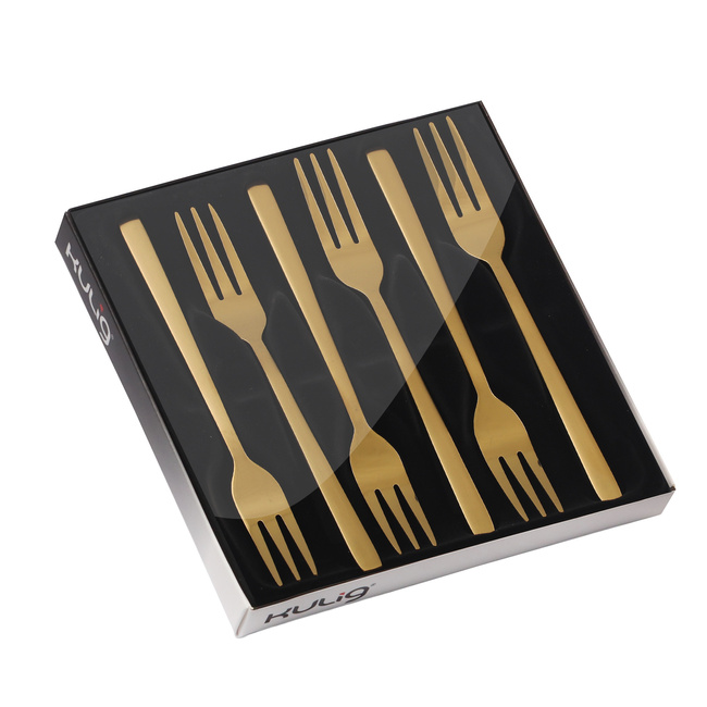 Komplet 6 Widelczyków Do Ciasta Piano Gold W Pudełku 29514 - Kulig
