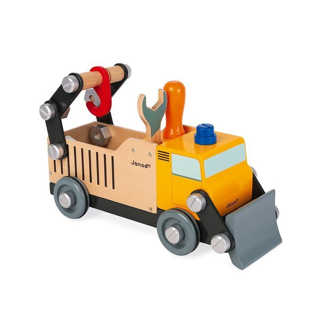 Drewniana ciężarówka budowlana do składania z narzędziami Brico'kids - Janod