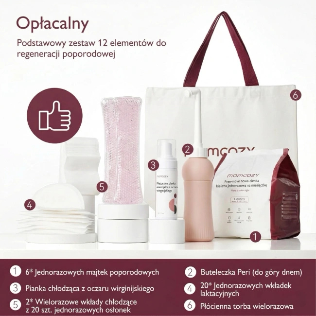 Zestaw poporodowy Momcozy PK007 z butelką do higieny intymnej 500 ml