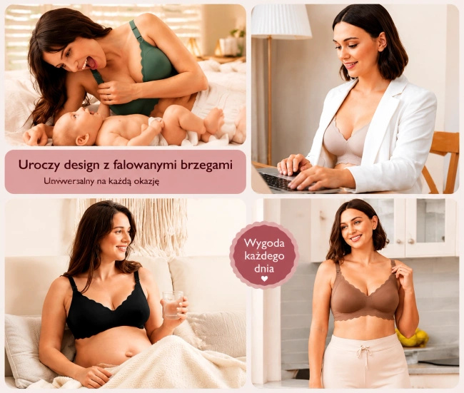 Biustonosz do karmienia Momcozy YN46 bezszwowy, rozmiar 3XL, czarny w kwiaty