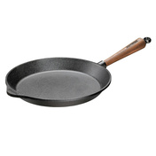 Duża patelnia żeliwna Skeppshult Walnut 28 cm, rączka z orzecha włoskiego