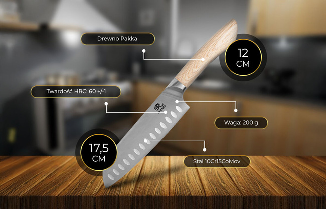 Shiori - Shinogi Santoku - Uniwersalny, Wielozadaniowy Nóż Szefa Kuchni