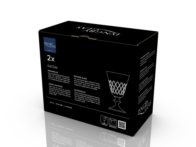 Kieliszki do czerwonego wina ze szkła kryształowego Eaton 260 ml 2 sztuki - Lyngby Glas