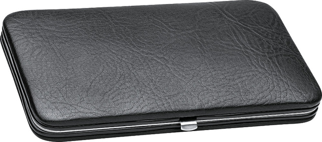 Zestaw do manicure 7 cz. stal niklowana czarny, sztywne etui - Erbe Solingen