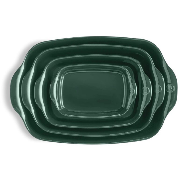 Prostokątne naczynie do zapiekania 30x19cm - cedrowy/zielony - Emile Henry