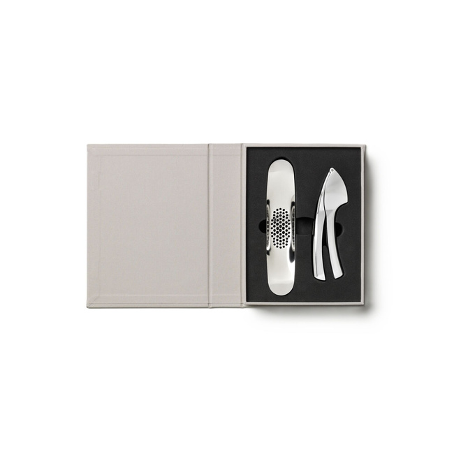 Zestaw do czosnku Printworks The Essentials, praska i tłuczek, szary