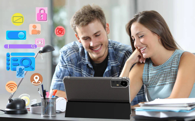 EXTRALINK Tablet CP31 4GB RAM 128GB Android 15 8Mpx 2Mpx 6000mAh 1280x800 czarny z klawiaturą myszką i rysikiem