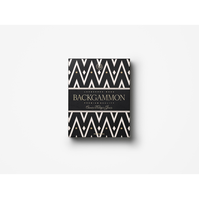 Backgammon Printworks lakierowany, czarny, eklektyczny wzór, drewniana plansza