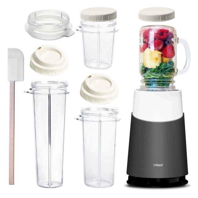 Blender Personalny II Mason Jar Ready Gray (zestaw 12 elementów) - Tribest