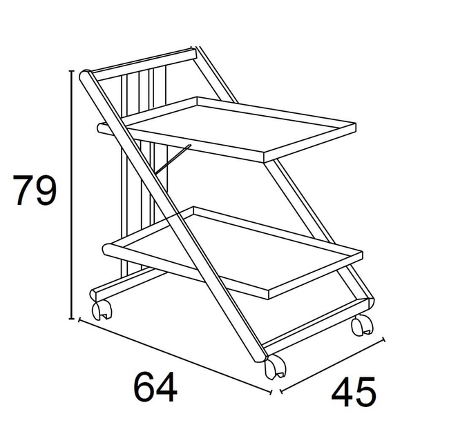 Arredamenti Simpaty Wózek Serwisowy - 64 x 45 cm, Brązowy