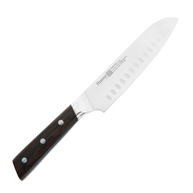 Nóż Santoku Fissman Frankfurt 18 cm, stal X50CrMoV15, czarna rękojeść