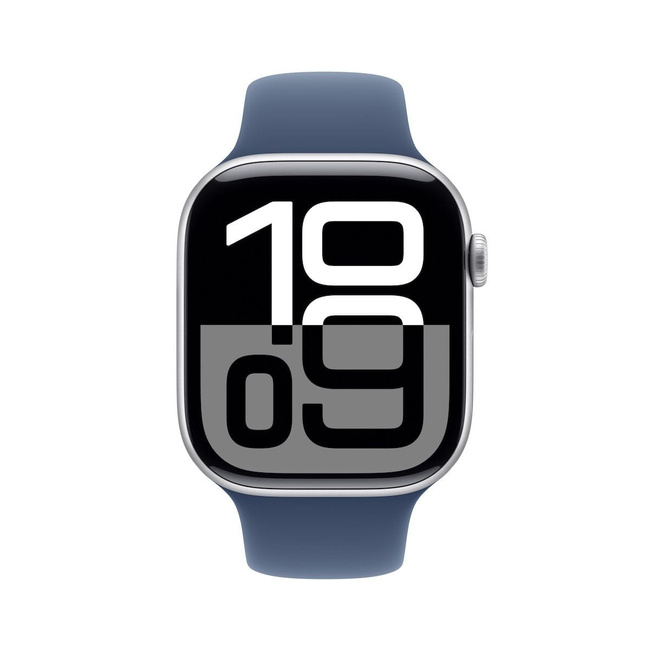 Apple Watch 10 GPS 42mm Silver Aluminium Case with Denim Sport Band - S/M