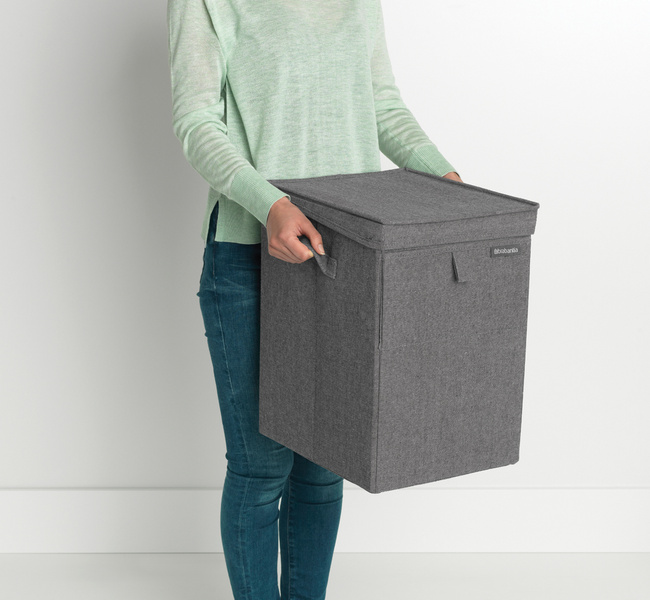 Pudło na pranie Brabantia 35 l, Pepper Black, składane i sztaplowane