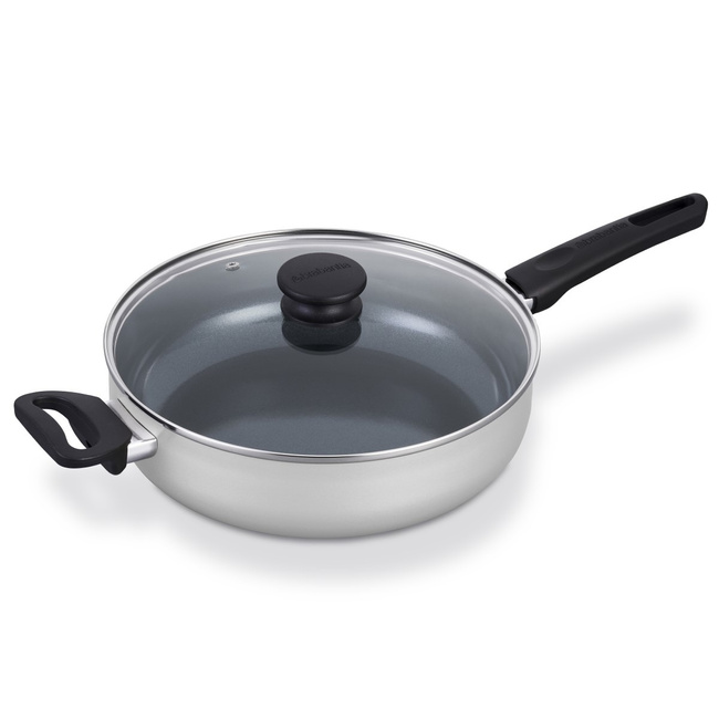 Patelnia głęboka Brabantia Indu+ 28 cm z pokrywką, jasnoszara