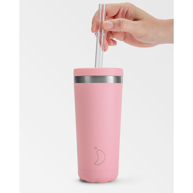 Termiczny kubek ze słomką Chillys | 500ml | Pastelowy róż Original - Chillys Bottles