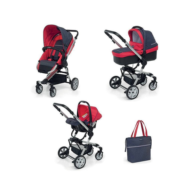 Wózek 3w1 Foppapedretti Supertres Denim Red – czerwony