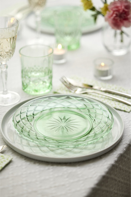 Talerze Sorrento 21 cm 4 sztuki zielone 32010 szklane Lyngby Glas 