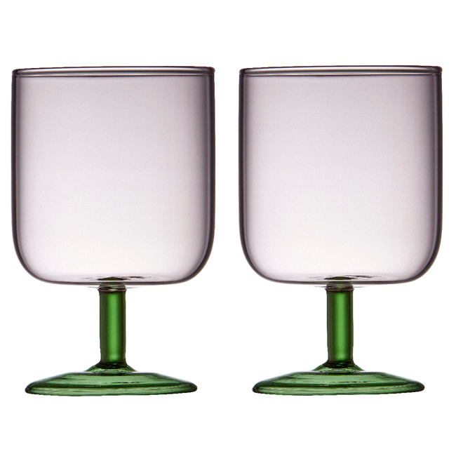 Kieliszki do wina Lyngby Glas Torino 300 ml, różowy i zielony, 2 sztuki