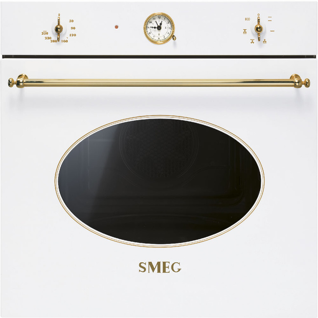 Smeg - Piekarnik, 60 cm, Coloniale, biały Coloniale SF800B Biały (wykończenie w kolorze złotym).