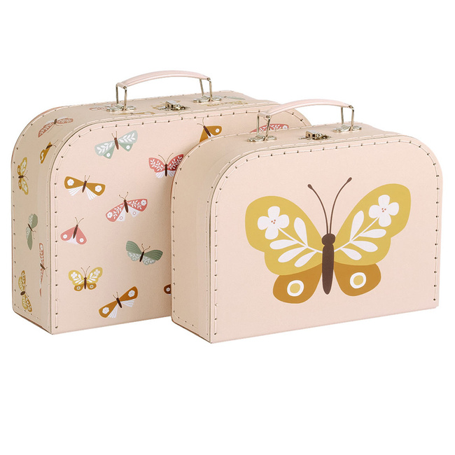 Walizeczki dla dzieci A Little Lovely Company Butterflies, 2 sztuki, różowe