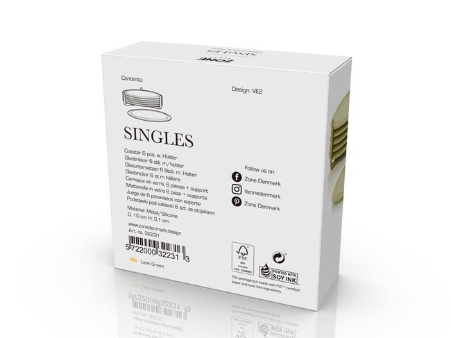 Podstawki pod szklanki Singles Leek green - Zone Denmark