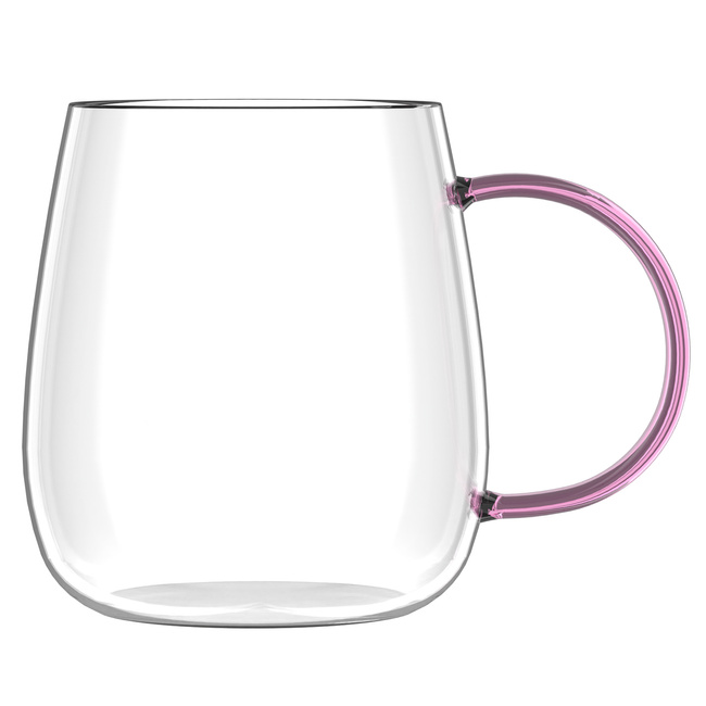 Komplet 2 szklanek Bolla 400 ml z różowym uchem Vialli Design