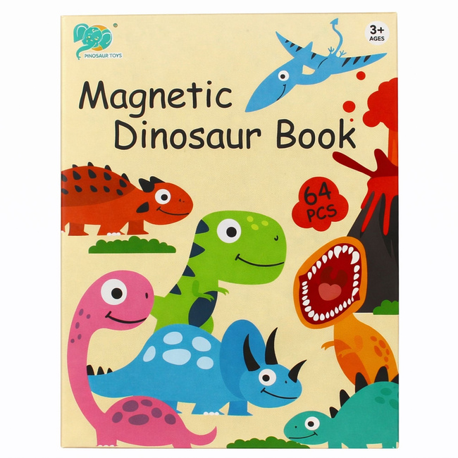EXTRALINK Kids Układanka Magnetyczna 64 el Dinozaury Książka Puzzle dla Dzieci